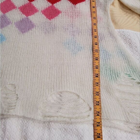 WildFox Rainbow Check Lennon Super Oversize Sweater Size S (Fit M,L) - Picture 10 of 11